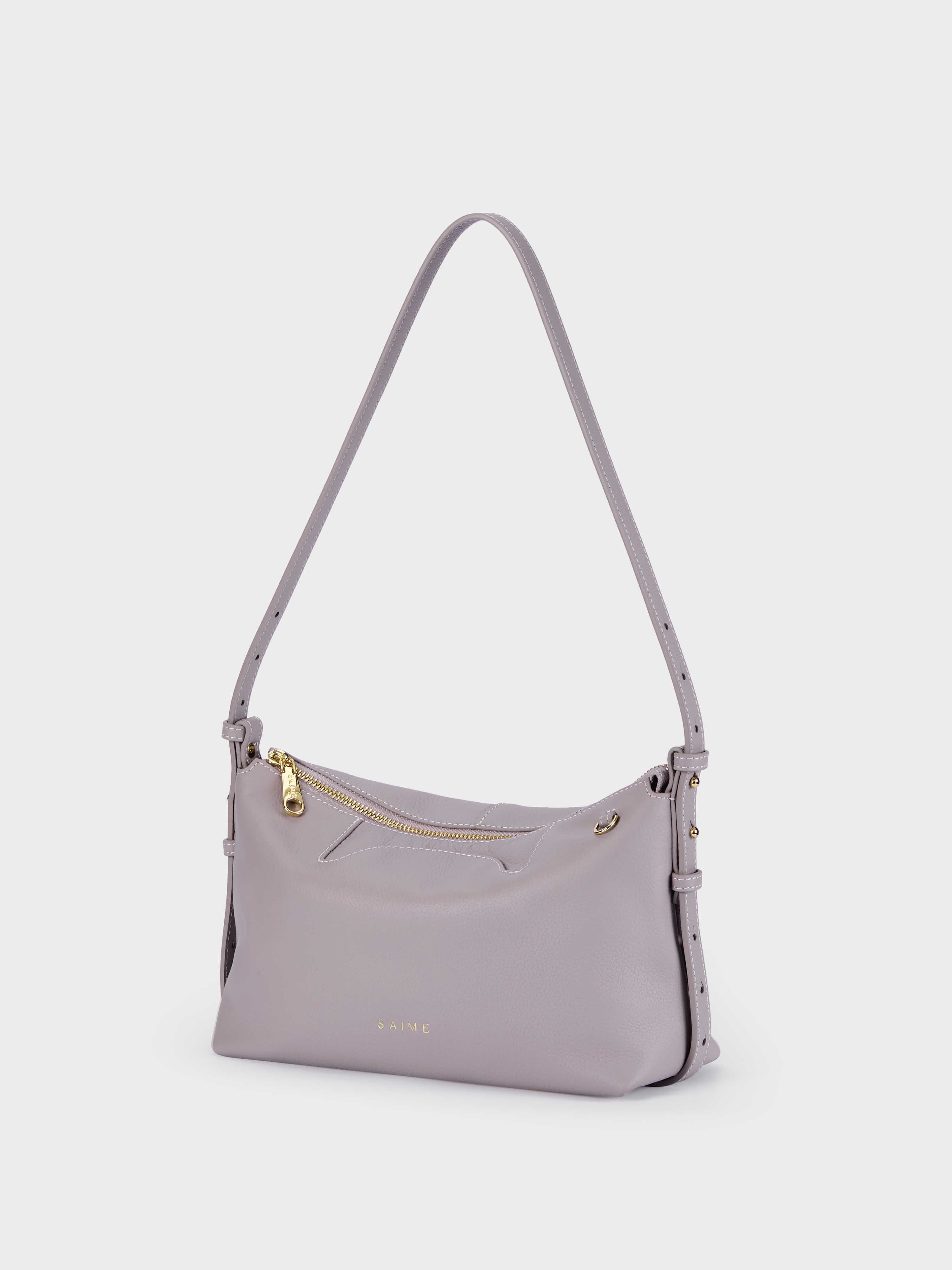 S'AIME Soft Top-Grain Leather Zip Shoulder Bag