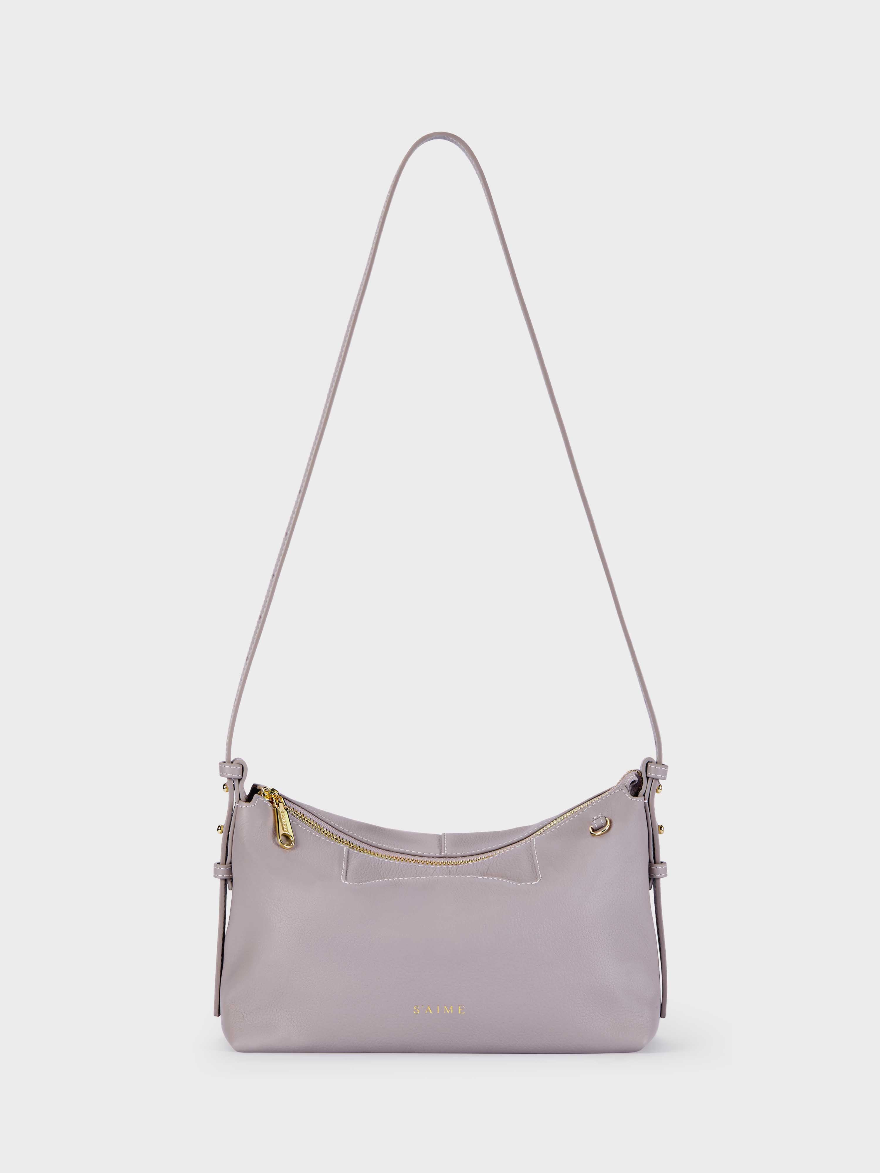 S'AIME Soft Top-Grain Leather Zip Shoulder Bag