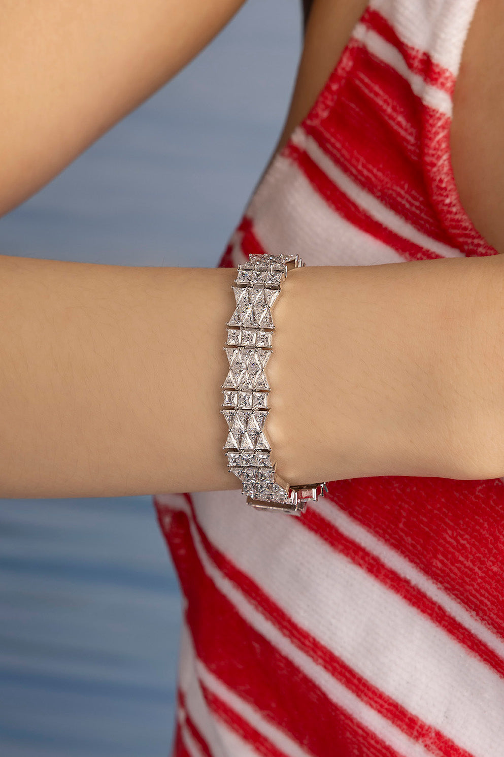 APM Monaco Art Deco Statement Bracelet - Silver