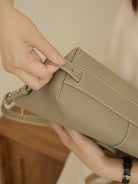 S'AIME Soft Top-Grain Leather Zip Shoulder Bag