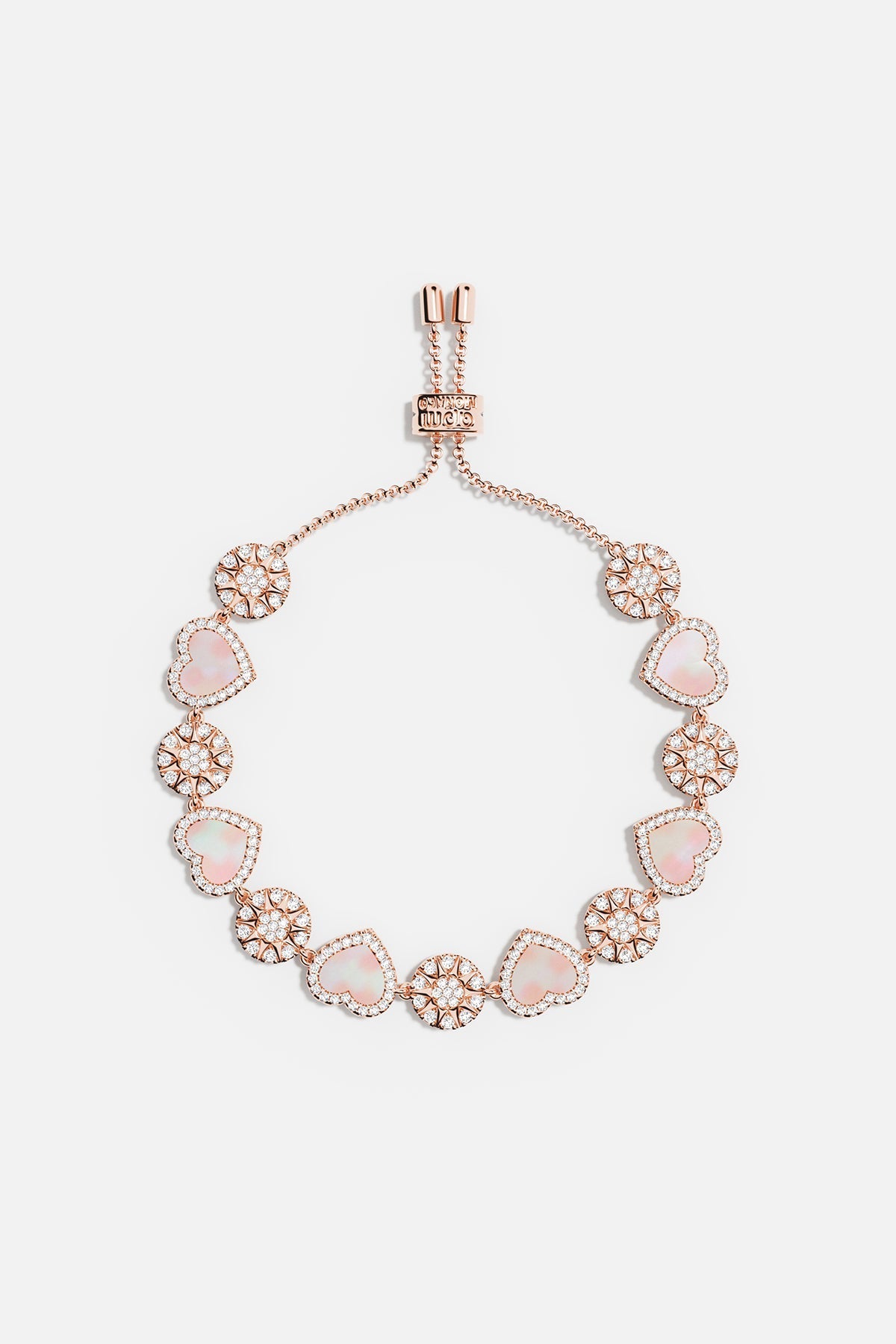 APM Monaco Pink Mother-of-pearl Coeurs Bracelet - Rose Gold