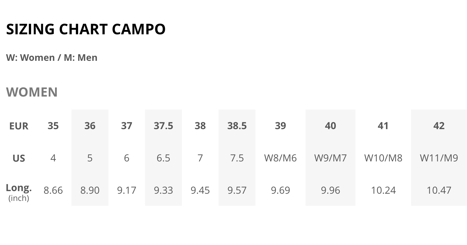 Veja size chart cheap