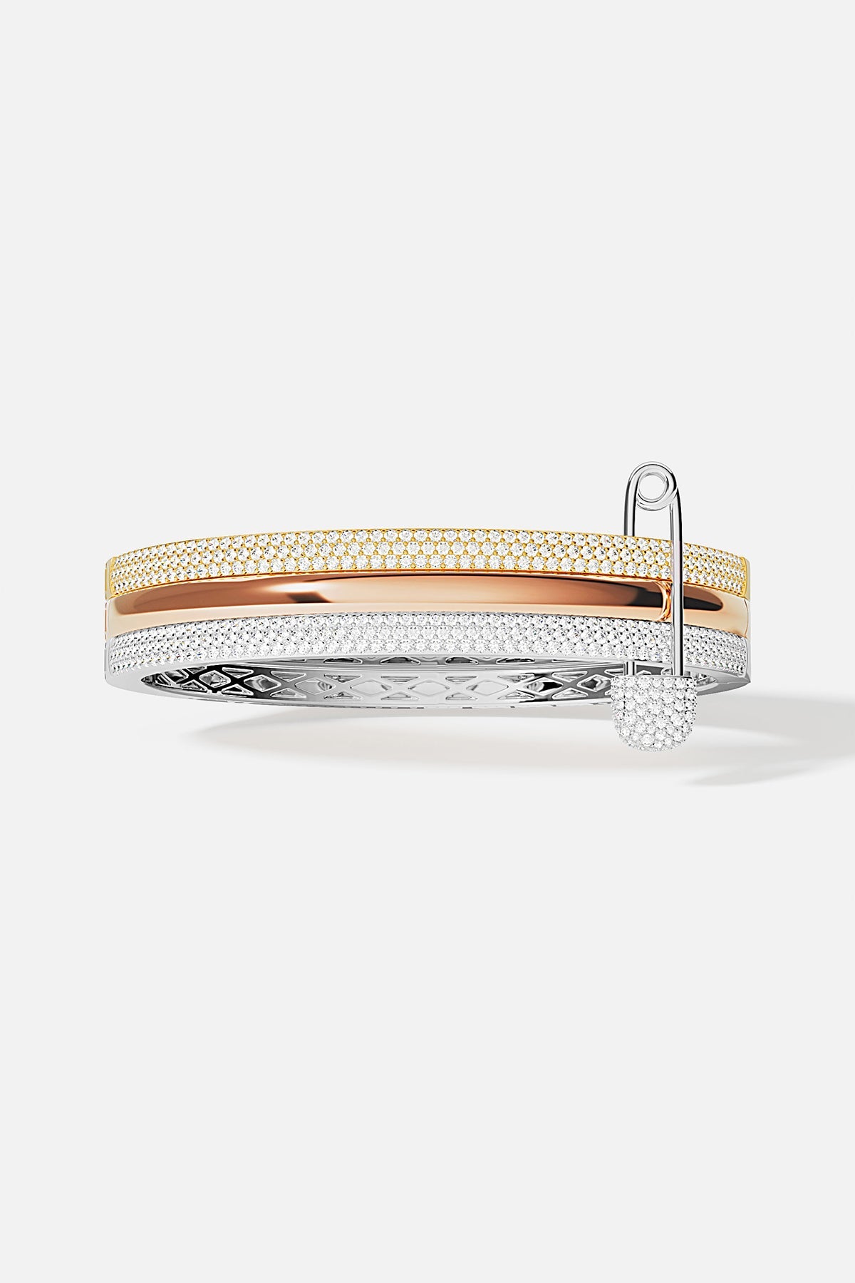 APM Monaco Baby XL Tricolour Bangle - Silver