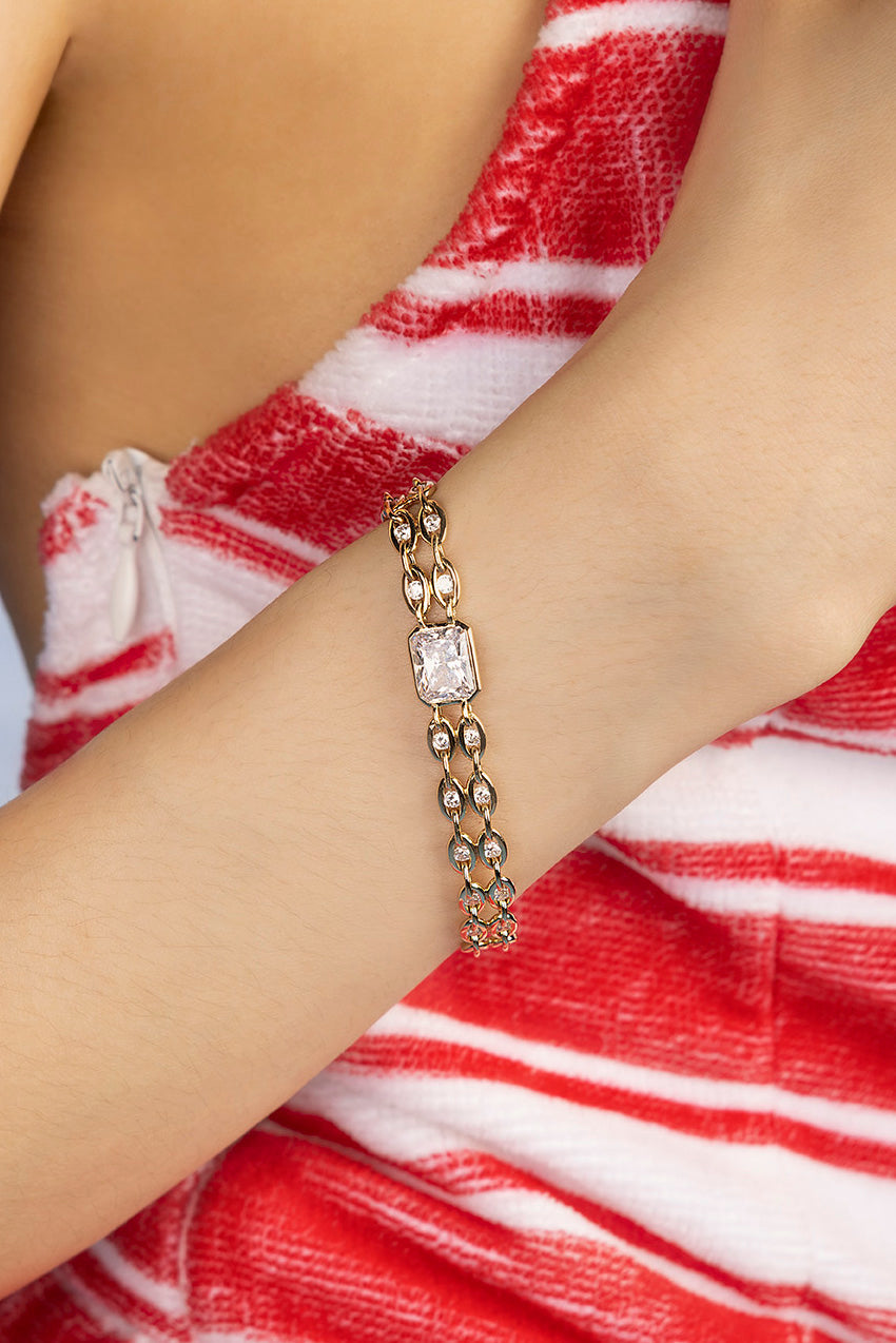APM Monaco Enchaine Pave Bracelet - Yellow Gold