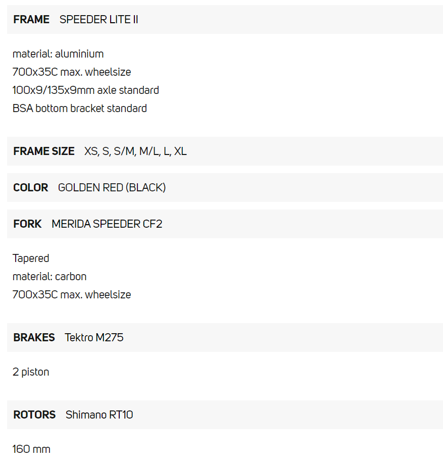 Merida speeder size chart hotsell